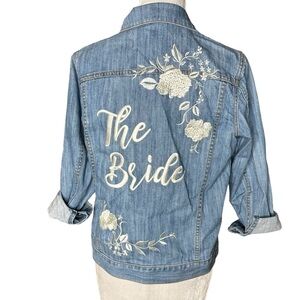 David’s Bridal “The Bride” Embroidered Jean Jacket. Size Small